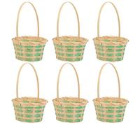 MOBUTOFU 6 Pcs Small Green Bamboo Flower Arrangement Baskets Handheld Woven Storage Bins for Home Artificial and Fresh Flowers Natural Material