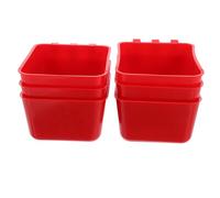 MOBUTOFU 6pcs Bird Cage Feeding Cups Hanging Food and Water Bowls for Parrots Chickens and Animals Easy to Clean and Sturdy Pe Material Red