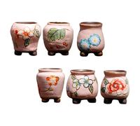 MOBUTOFU 6pcs Ceramic Succulent Plant Pot, Hand Painted Flower Pot, Pink Ceramic, Lightweight Decorative Planter for Green Plants, Bathrooms and Desks