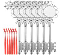 MOBUTOFU 6pcs Christmas Tree Pendants Snowflake Key Shape Pendant, Blank Heat Transfer Sublimation Compatible Zinc Alloy Silver with Lanyard for Christmas and Carnival