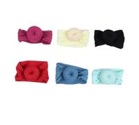 MOBUTOFU 6pcs Donut Ball Headbands for Boy Girl Soft Turban Hair Wraps Mint Green Navy Purple Beige Black Hair Bows for Newborns and Toddlers