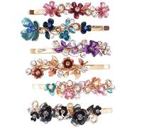 MOBUTOFU 6pcs Flower Hair Clips Retro Metal Barrettes for Women, Copper Material with Reliable Hold, Hair Accessories for Many Occasions Random Color