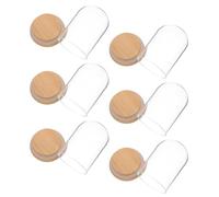 MOBUTOFU 6Pcs Glass Dome Display Cloche with Wooden Base, 5X7Cm Glass Bell Domes for Preserved Roses, Decorative Figurines, and Home Ornamentation