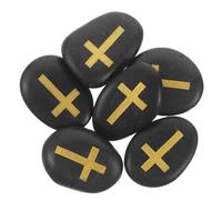 MOBUTOFU 6pcs Hand Polished Natural River Pebble Prayer Stones with Engraved Crosses, Smooth Black Comfort Cross Stones for Spiritual Reflection and Lasting Remembrance, for Meditation
