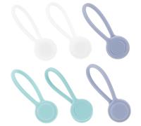 MOBUTOFU 6pcs Magnetic Silicone Cable Ties Cord Organizer Compact Magnetic Closure for Earphone and Data Cable Storage, for Home and Travel Use Assorted Style Color Assorted Style