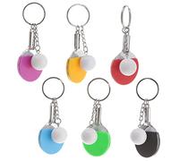 MOBUTOFU 6pcs Mini Table Tennis Racket Keychain Set with Colorful Sports Bag Pendant Hanging Decorations for Party Favors and Key Ring Accessories