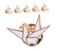 MOBUTOFU 6Pcs Origami Crane Brooch Pins Cute Cartoon Style Metal Lapel Pins for Backpacks Shirts and Jackets Secure Clasp for Wear and Versatile Fashion Decoration