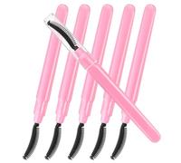 MOBUTOFU 6pcs Pink Silicone Mascara Wands Brushes for Applying Mascara, Gentle on Eyes with Convenient Cover, Fashionable and Elegant Eyelash Brush for Travel and Daily Makeup