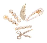 MOBUTOFU 6pcs Rhinestones Pearl Hair Clips Hair Fixing Clips Decoration for Daughter or Sister Style