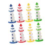 MOBUTOFU 8pcs Mediterranean Style Miniature Lighthouse Figurines Resin Coastal Beach Decorations Tabletop Ornament for Indoor Outdoor Garden Fairy Scenes