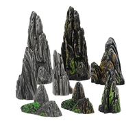 MOBUTOFU 8pcs Miniature Rockery Figurines Mixed Style Resin Decorations for Fish Tanks -landscapes Antique Appearance Safe Material for Decor