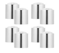 MOBUTOFU 8pcs Silver Aluminized Plastic Press Top Bottle Caps Threaded Inner Diameter Cosmetic Bottle Closures Squeeze Press Lids Compatible with Shampoo and Toiletry Refillable Containers