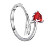 MOBUTOFU 925 Sterling Silver Cupid Arrow Couple Promise Ring, Adjustable His and Her Matching Heart-Shaped Open Band Ring for Women and Men, Chic Jewelry Finger Accessory for Couples