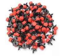 MOBUTOFU Adjustable Micro Irrigation Drippers Stake and 1/4-inch Barb Thread Connection 100pcs with 1-70l/h Flow Range, Plastic Water Dripper Featuring 8-hole Head for Garden Watering
