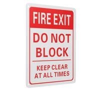 MOBUTOFU Aluminium Emergency Fire Exit Sign Do Not Block Door Safety Reminder Sign for Offices Schools Hotels Notice Board Wall Mount