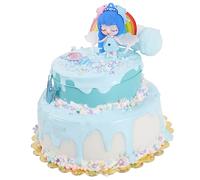 MOBUTOFU Artificial Double-layer 6-inch Cake Model Toy for Boys and Girls, Realistic Cream Dessert Simulation, Unicorn Design, Pretend Play Birthday Cake Prop for Photography and Bakery Display