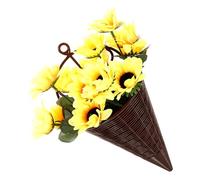 MOBUTOFU Artificial Hanging Sunflower Basket with Lifelike Silk Flowers, Fan-shaped Wall Decor Set of 2, Front Door Floral Arrangement for Indoor Outdoor Home Decoration