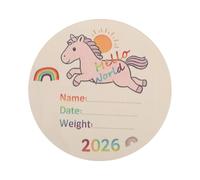 MOBUTOFU Baby Announcement Sign - 6" Wooden Birth Announcement Disc - Colored Newborn Name Birth Date Weight Plaque for Nursery Decor Baby Shower Photo Props
