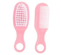 MOBUTOFU Baby Hair Brush and Massage Comb Set for Newborns Soft Bristles Anti-Static Design for Scalp Care in Pink Baby Grooming Kit