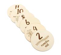 MOBUTOFU Baby Monthly Cards Photography Props 6pcs Wooden Double-sided and Social Media Moments with Funny Beige Design to Capture Growth for Newborn Infants