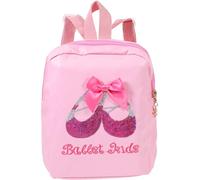 MOBUTOFU Ballet Dance Backpack and Girls with Adjustable Shoulder Strap Pink Pu Material, Stylish and Glitter Sequins Decorated for Back to School Decorations and Travel Use