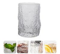 MOBUTOFU Bark Texture Glass Water Glass with Smooth Rim and Meticulous Workmanship, Unique Design Drink Cup Suitable for Restaurant and Bar Use