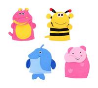 MOBUTOFU Bath Gloves with Cartoon Animal Shapes Exfoliating 4pcs Soft Sponge Polyester Fiber, Gentle Cleaning Dual-Purpose Shower Gloves for Bath Time