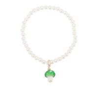 MOBUTOFU Beaded Pearl Bracelet Featuring Mushroom Charm, Lightweight for Bridal Shower and Summer Events, Women'S Fashion Jewelry