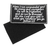 MOBUTOFU Bible Saying Embroidered Adhesive Patch with Grey Border, Clothing Repair Applique for Backpacks, Jeans, and Christian Sewing Accessories