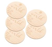 MOBUTOFU Birth Announcement Sign 5pcs Wooden Baby Name Round Sign for Photography