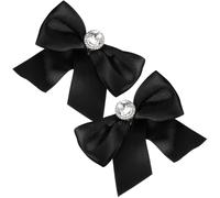 MOBUTOFU Black Rhinestone Bow Shoe Clips Easy to Install and Remove for Wedding Shoes 2pcs for Bridal and Party Accessories