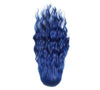 MOBUTOFU Blue Long Wave Curly Hair Wig for Women, Natural-looking Periwig Made with High Temperature Wire, Seam Barely Invisible, No Tape Glue or Sew Needed, for Halloween Party or Dating