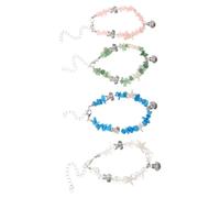 MOBUTOFU Bracelets Materials Gravel Stone with Featuring Metal 4pcs Adjustable Boho Stretch Beaded for Sea Turtle, Sea Star, and Shell Shapes Accessories for Women Beach Vacation