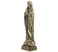 MOBUTOFU Brass Miniature Virgin Mary Statue Desktop Ornament with Elegant Texture, Classic American Style Religious Figurine for Living Rooms and Office Christmas Decor