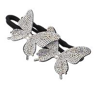 MOBUTOFU Butterflies Hair Bun Maker with Crystal Rhinestones, Lightweight Rubber Band and Iron Wire Design, Create Beautiful Hairstyles and Hold Hair Tightly for Special Occasions and Daily