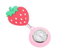 MOBUTOFU Cartoon Strawberry Pocket Watch Soft Silicone Stretchable Nurse Watch for Medical Professionals Pink Strawberry Design for Nurses and Doctors