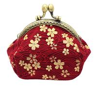MOBUTOFU Cherry Blossom Pattern Change Purse Coin Purse Vintage Polyester Cloth Metal Portable Storage for Small Items Fashionable Gift for Mother Girlfriend Dating Beach