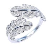 MOBUTOFU Chic Plume Open Ring for Women Made of Copper Silver Finish, Skin Friendly and Comfortable Feeling, for Parties and Everyday Fashion Statement