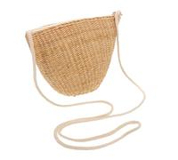 MOBUTOFU Children's Straw Beach Tote Wicker Coin Purse Handmade Yellow Wicker Straw Crossbody Bag for Girls Summer Beach Small Shoulder Bag 20cm Large Opening