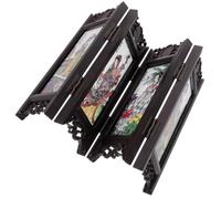 MOBUTOFU Chinese Style Mini Folding Panel Screen Room Divider with Resin and Frosted Glass Material, Small Decorative Screen for Room Decorations and Stage Performances Random Style