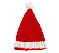 MOBUTOFU Christmas Pom Pom Winter Head Warmer Hat with Great Elasticity and Warm Wool Lining, Classic Red and White Design Covers Head and Ears Tightly for Christmas Holiday and Cake