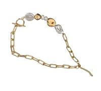 MOBUTOFU Chunky Pearl Necklace for Women Delicate Baroque Pearl Chain Jewelry for Collarbones for Birthdays Proms and Special Occasions