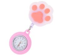 MOBUTOFU Clip-On Doctor Luminous Pocket Watch with Retractable Cord, Cat Paw Hanging Fob for Workers and