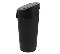 MOBUTOFU Compact Black Car Trash Can with Lid, Leakproof Abs Plastic Garbage Bin for Console and Door Pocket, Space-saving Portable Waste Container for Car Interior Organiser