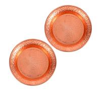 MOBUTOFU Copper Serving Bowls 2Pcs Set 10.9Cm Hammered Pure Copper Fruit and Salad Plates for Rustic Kitchen and Table Display