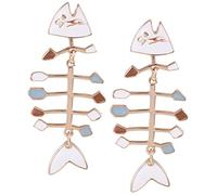 MOBUTOFU Creative Fish Bone Earrings for Women Alloy Statement Dangle Jewelry Funny Novelty Dangly Accessories Cute and Fashion Daily Wear and Special Occasions