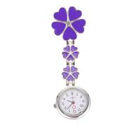 MOBUTOFU Creative Purple Hanging Nurses Watch with Five-Heart Shape Round Dial, Decorative and Practical Zinc Alloy Pocket Watch, Gift for Festival