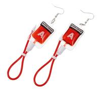 MOBUTOFU Creative Red Statement Earrings for Women, Small Dangle Earrings with Plastic and Alloy Material, Stylish Design, to Stand the Crowd