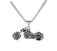 MOBUTOFU Creative Stainless Steel Neck Pendant Hip-hop Motorcycle Necklace for Men Stylish Square Pearl Chain Fashionable Accessory for Parties and