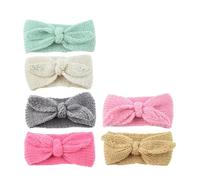 MOBUTOFU Crochet Turban Headbands Chunky Cable Knit Pattern Cozy Knitting Wool Material 6 Pcs with Bowknot Detail Winter Headbands